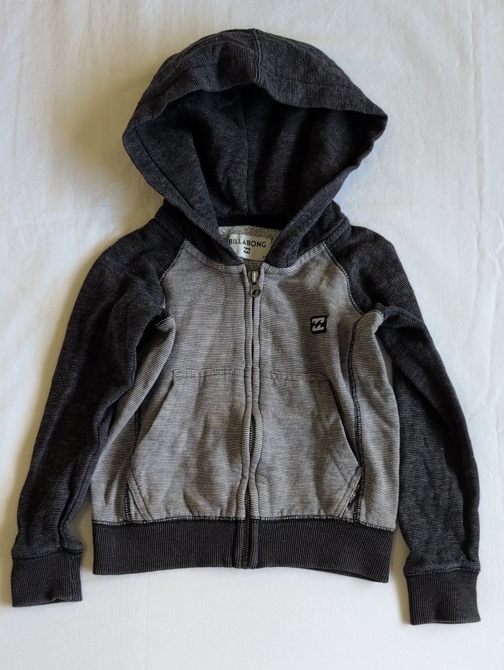 Billabong Grey Charcoal Black Hooded Zip Track Jacket Skate Hoodie Sweater 2T